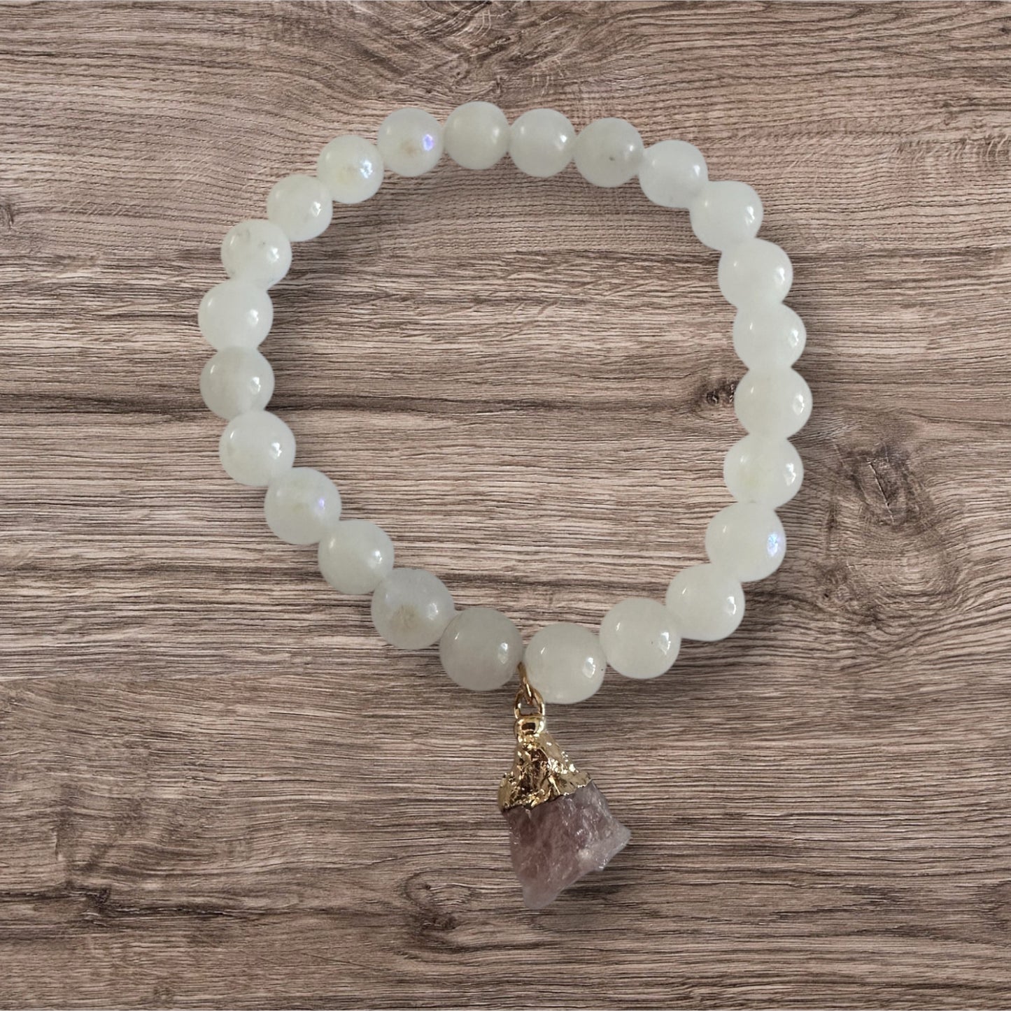 Rainbow Moonstone with Agate Charm