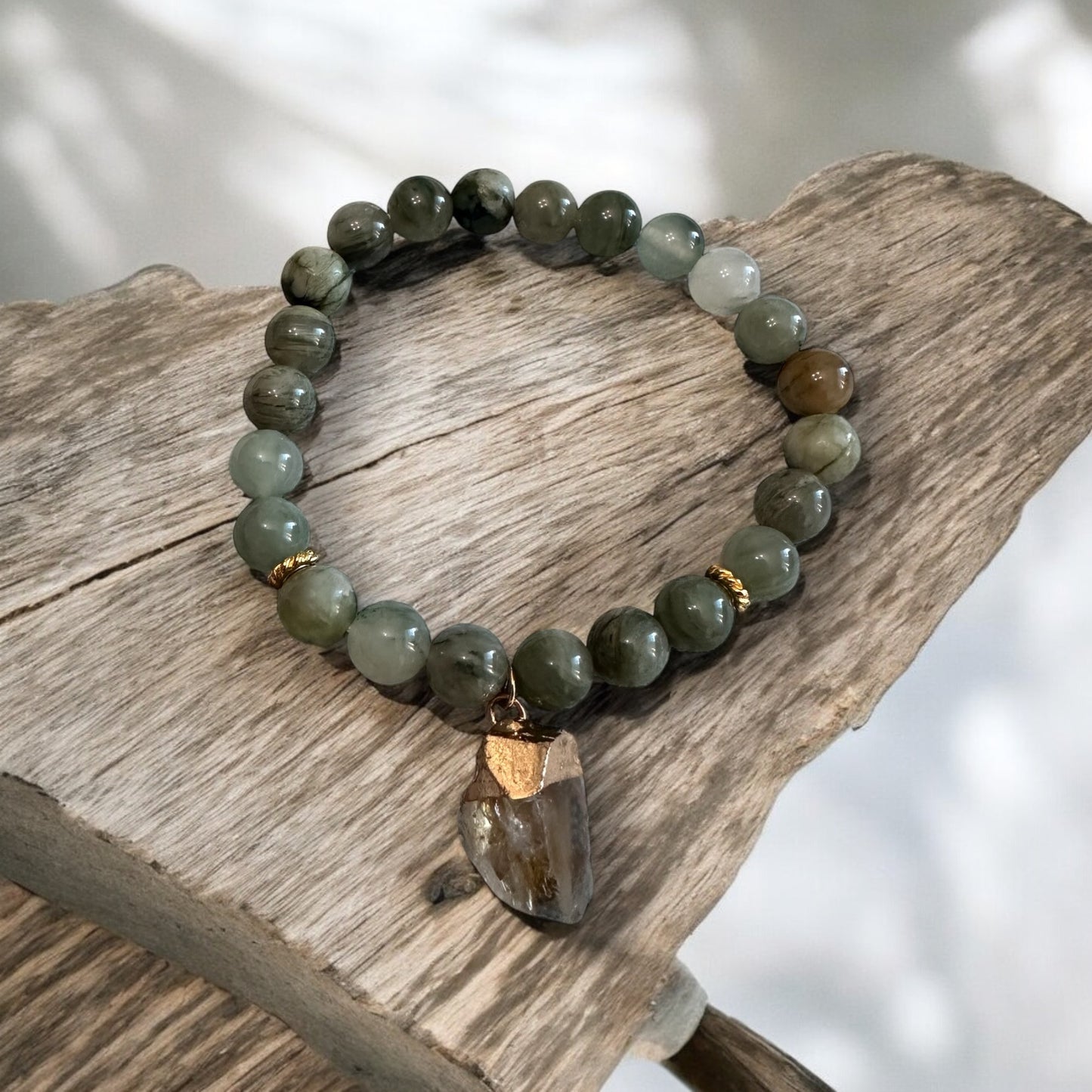 Green Line Jasper with Agate Charm