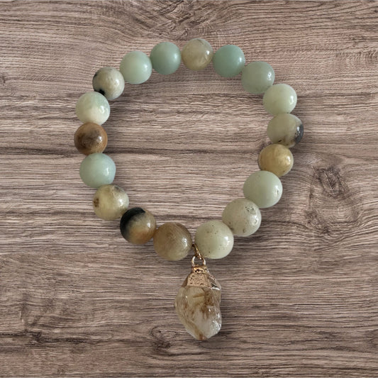 Amazonite with Citrine Charm