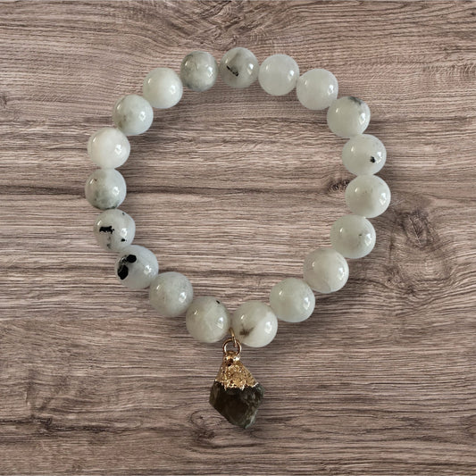 Moonstone with Labradorite Charm