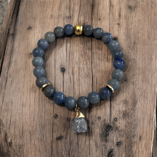 Blue Aventurine with Agate Charm